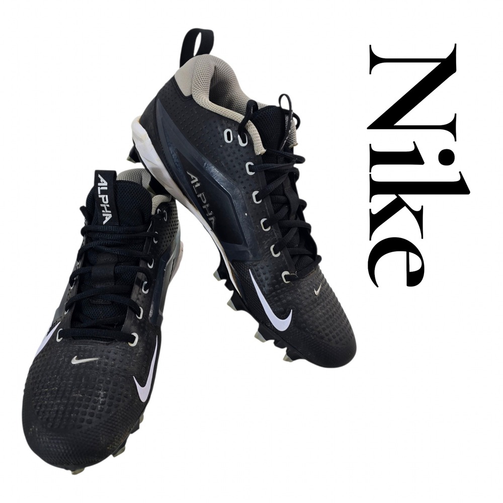 Nike Alpha Menace 4 Shark Football Cleats Mens 9.5 Black White FN0027-001 Molded
